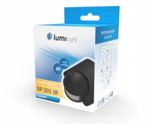 CZUJNIK RUCHU NADTYNKOWY ŚCIENNY 180° CZARNY SP301