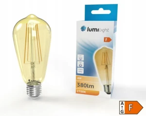 Żarówka LED E27 4W filament GOLD CIEPŁA