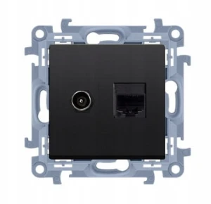 SIMON 10 GNIAZDO ANTENOWE F + RJ45 CZARNY MAT