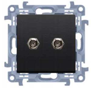 SIMON 10 Gniazdo antenowe SAT podwójne czarny mat