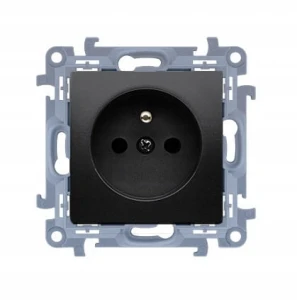 SIMON 10 Gniazdo pojedyncze uziemienie CZARNY MAT