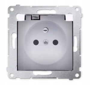 SIMON 54 gniazdo pojedyncze z klapką dymną białe IP44 DGZ1BZ.01/11A