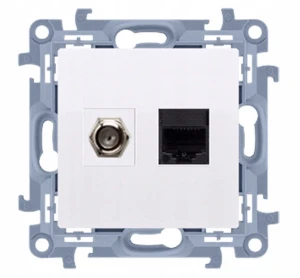 SIMON 10 Gniazdo ANTENOWE F + RJ45 do ramki białe
