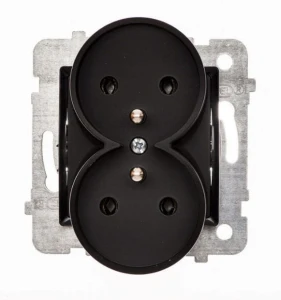 POLMARK ROSA Gniazdo podwójne z/u czarny mat