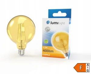 Żarówka LED E27 4,5W G80 filament gold CIEPŁA