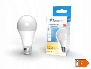 Żarówka LED A60 E27 12W neutralna + czujnik ruchu
