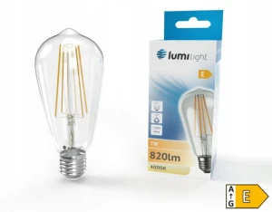 Żarówka LED E27 7W filament retro NEUTRALNA
