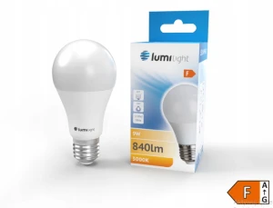 ŻARÓWKA LED E27 9W 840LM A60 BARWA CIEPŁA AL+PC