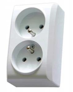 GNIAZDO PODWÓJNE Z/U NATYNKOWE BIAŁE OSPEL BIS