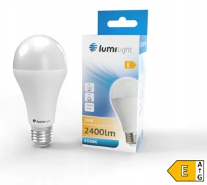 ŻARÓWKA LED E27 20W 2400LM A65 BARWA ZIMNA AL+PC