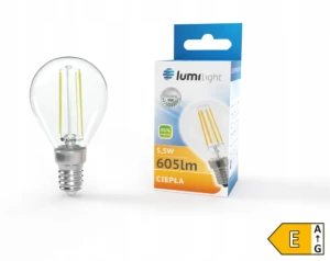 Żarówka LED E14 5,5W filament gold CIEPŁA