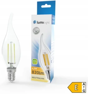 ŻARÓWKA LED E14 6,5W ŚWIECZKA PŁOMYK OZDOBNA RETRO